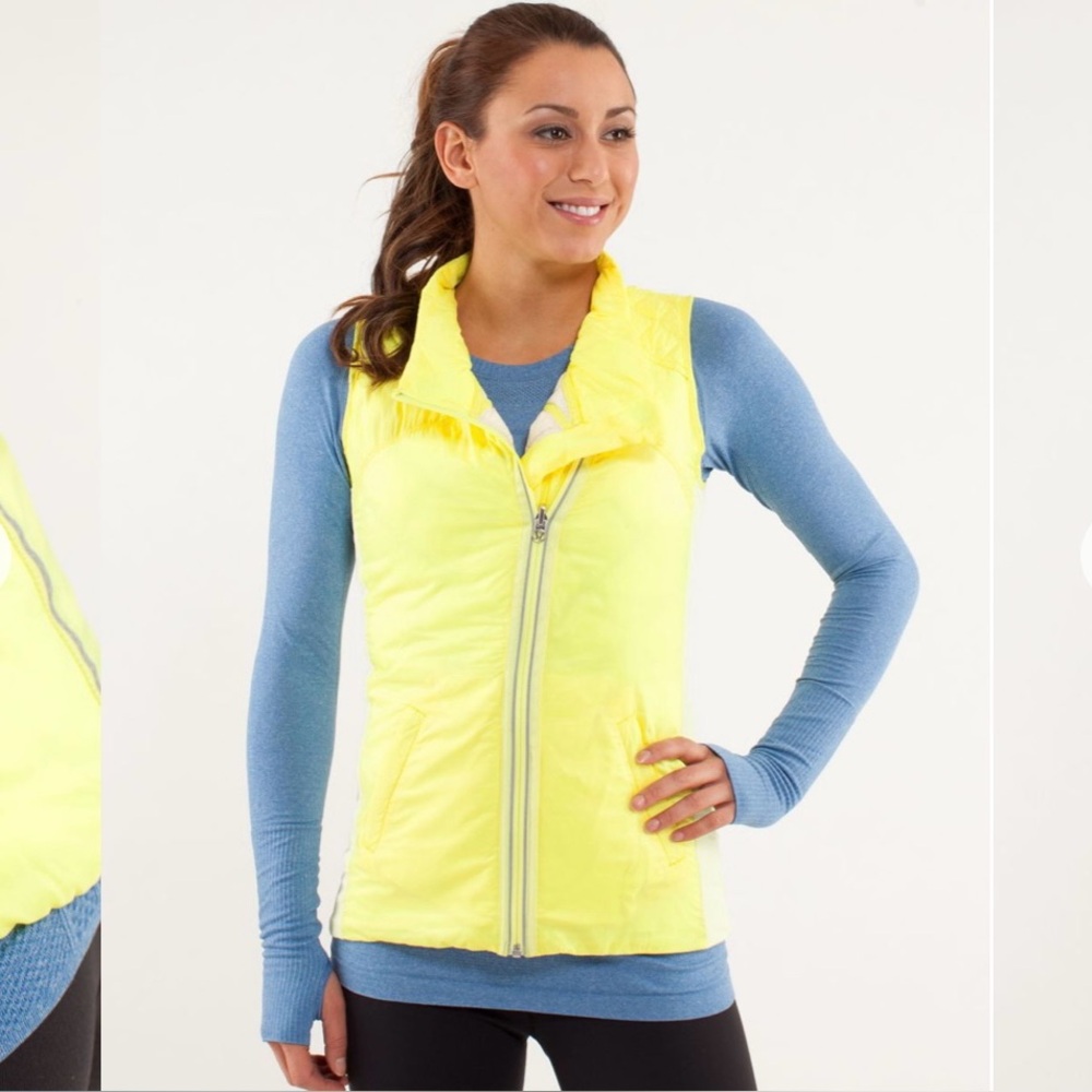 Lululemon Reversible What The Fluff Vest size 4 in Clarity Yellow (p2p 16.5”)
